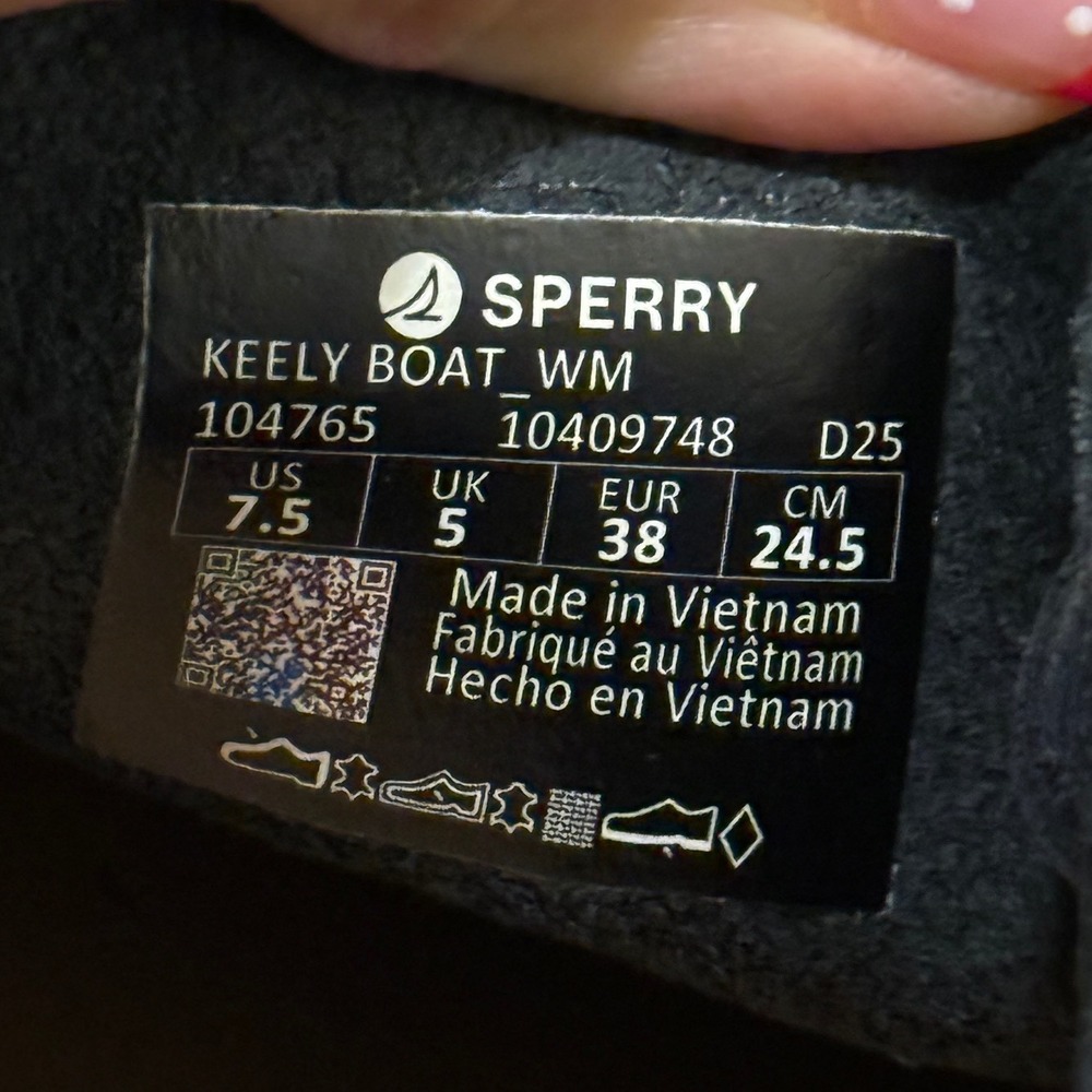 Sperry Keely Boat Shoes Womens 7.5 Black Pebbled Leather Lug Sole Loafers 104765 - Picture 8 of 8